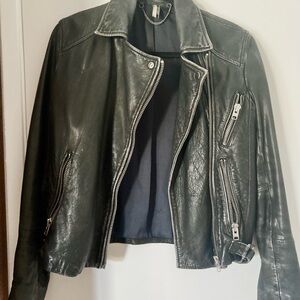 Topshop Black Leather Moto Jacket